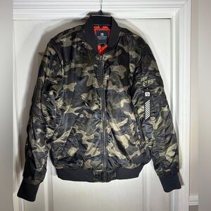 South Pole Men's Camo Bomber Jacket with Black Accents size L